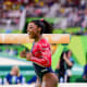 Biles celebrates at the Rio 2016 Olympics.